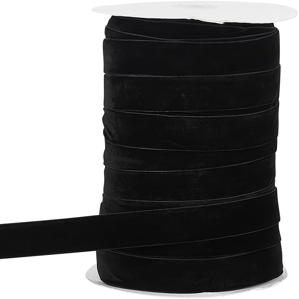 80 Yards Single Face Velvet Ribbon for Gift Wrapping Party Decorations Black 1 inch(25~25.5mm)