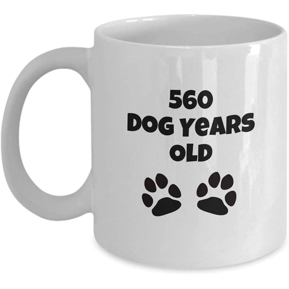 80 Year Old 80th Birthday Idea For Women Men 560 Dog Years Old Funny Coffee Mug Cup 8RWE30,White