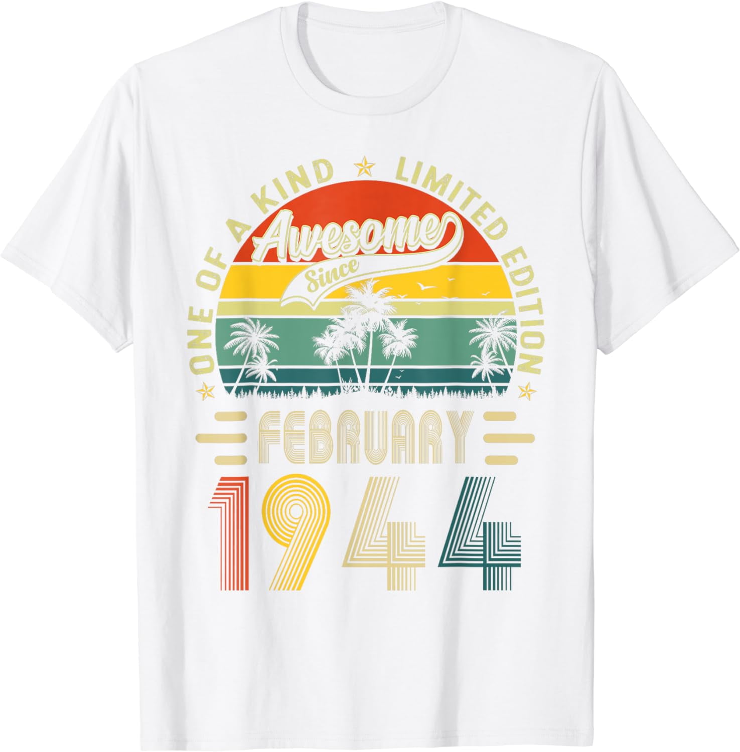 80 Years Old Gifts Vintage February 1944 80th Birthday Retro T-Shirt ...
