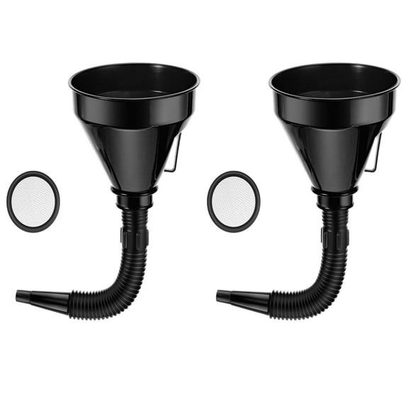 80% off Wide Mouth Oil Funnel with Hose Extension Flexible Funnels for Automotive Use Removable Mesh Filter for Car Fuel, Transmission Fluid, Oil Change(2, Black)