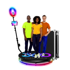 80 cm (31.5 in) 360 Photo Booth Machine for 3-4 People with Ring Light, Rgb Platform and Flight Case