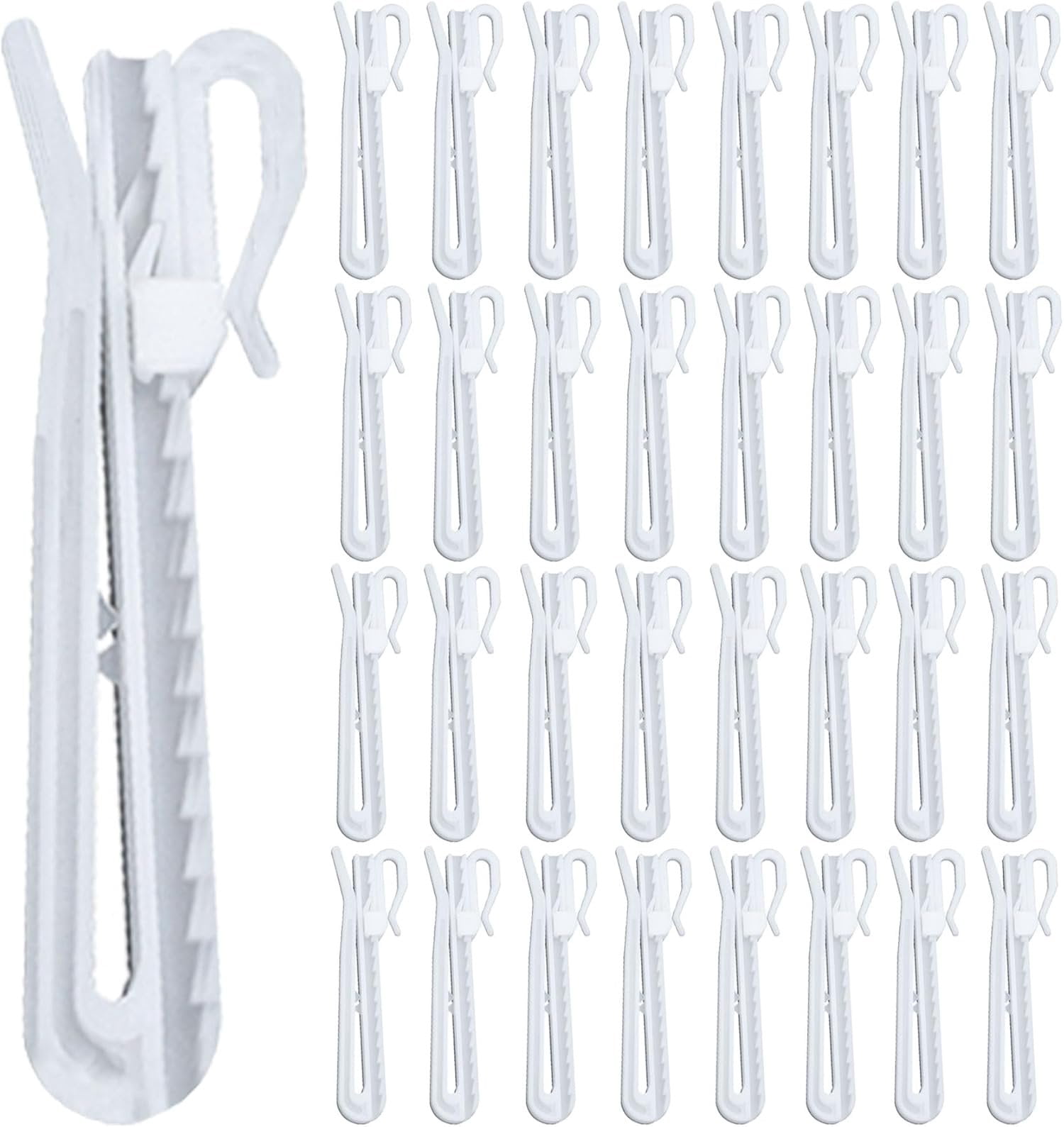 Pin Drapes 80 count Adjustable Pinch Pleat Curtain Hooks Heavy Duty Plastic ...