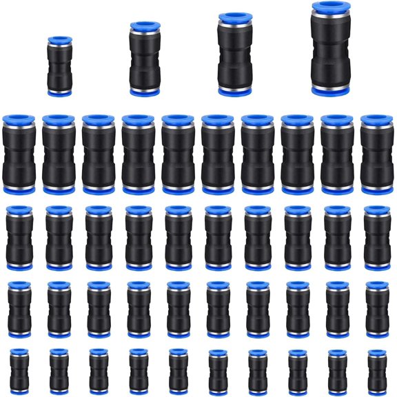 80 count Straight Push Connectors Quick Connect Air Hose Fittings Quick Release Pneumatic Connectors Air Line Quick Connect Fittings Kit for 1/4 5/16 3/8 1/2 inch Tube OD, 2 Way