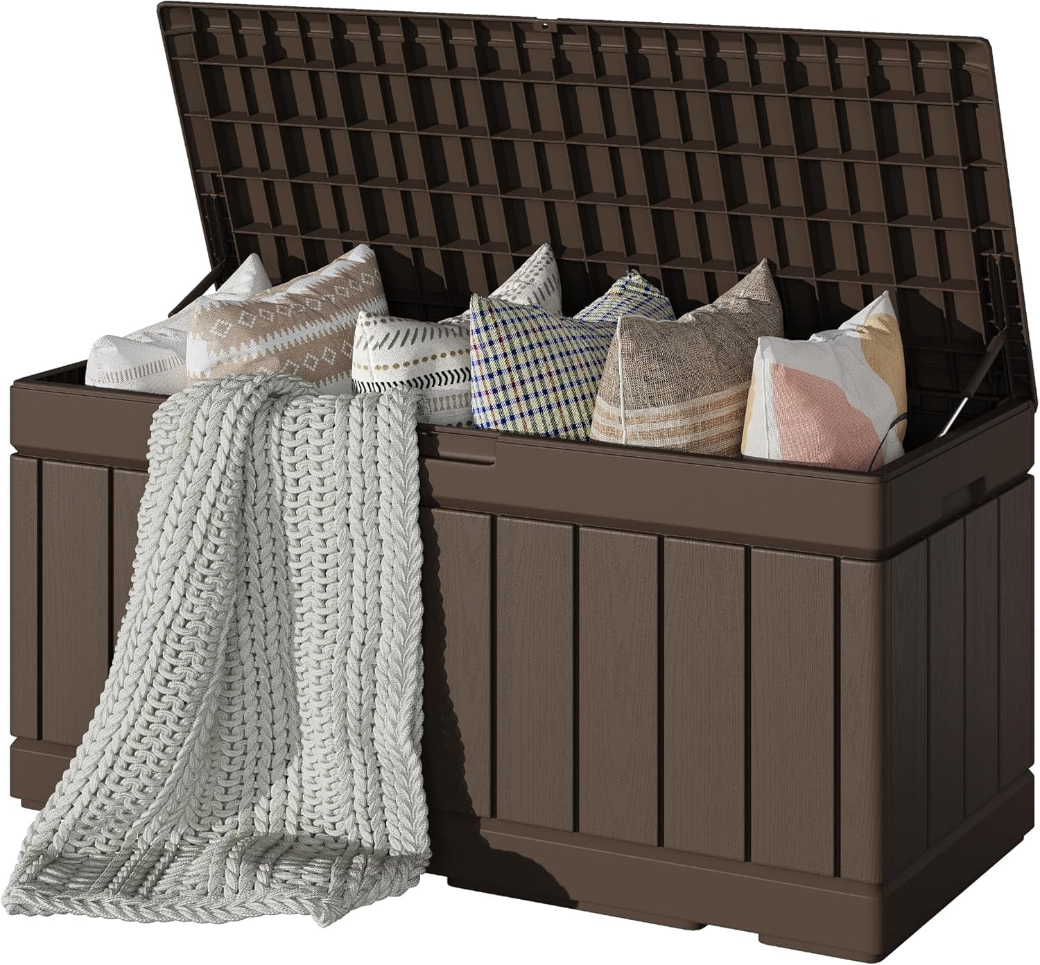 80 Gallon Deck Box, Waterproof Resin Outdoor Storage Box for Outside ...