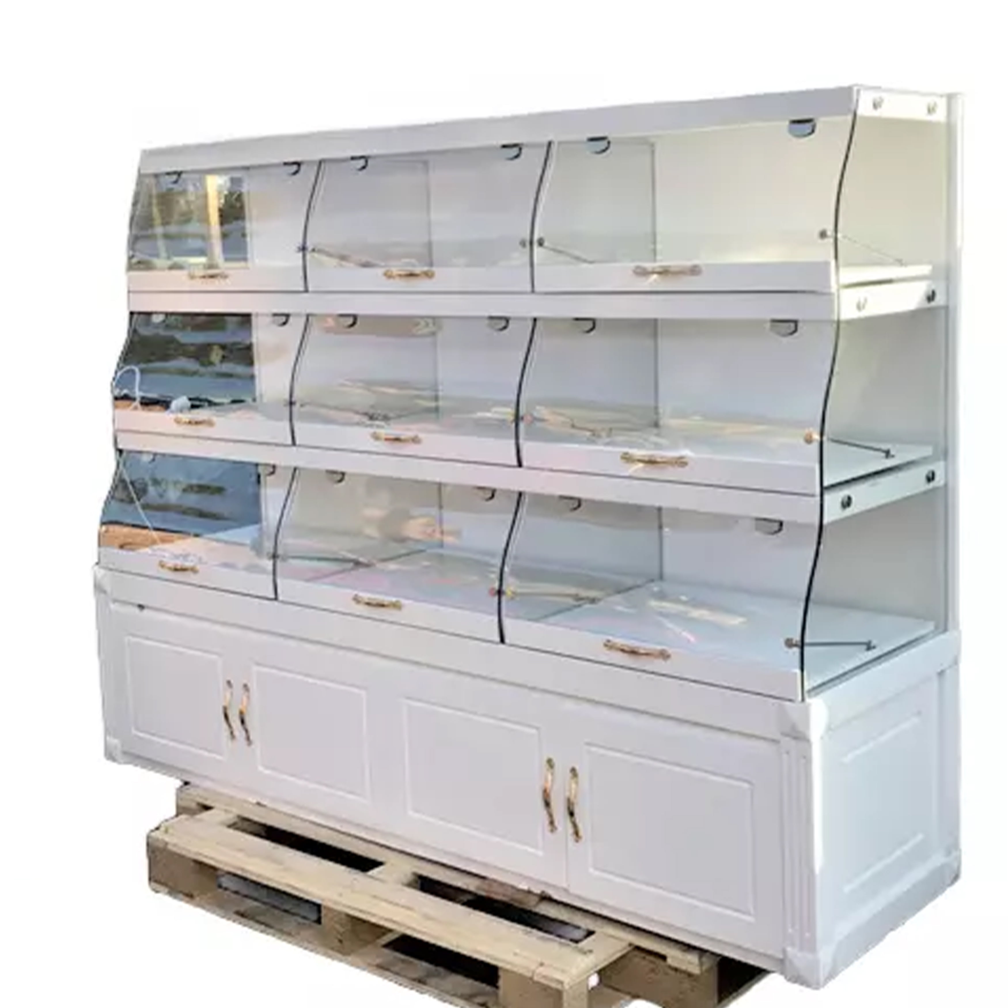 80 in. Bakery Showcase Donuts Pastry Display Case Shelf Curve Glass Cabinet, Bakery Display Showcase