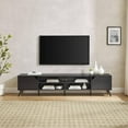 80 in. Black Wood Modern Wide TV Stand with Open and Closed Storage