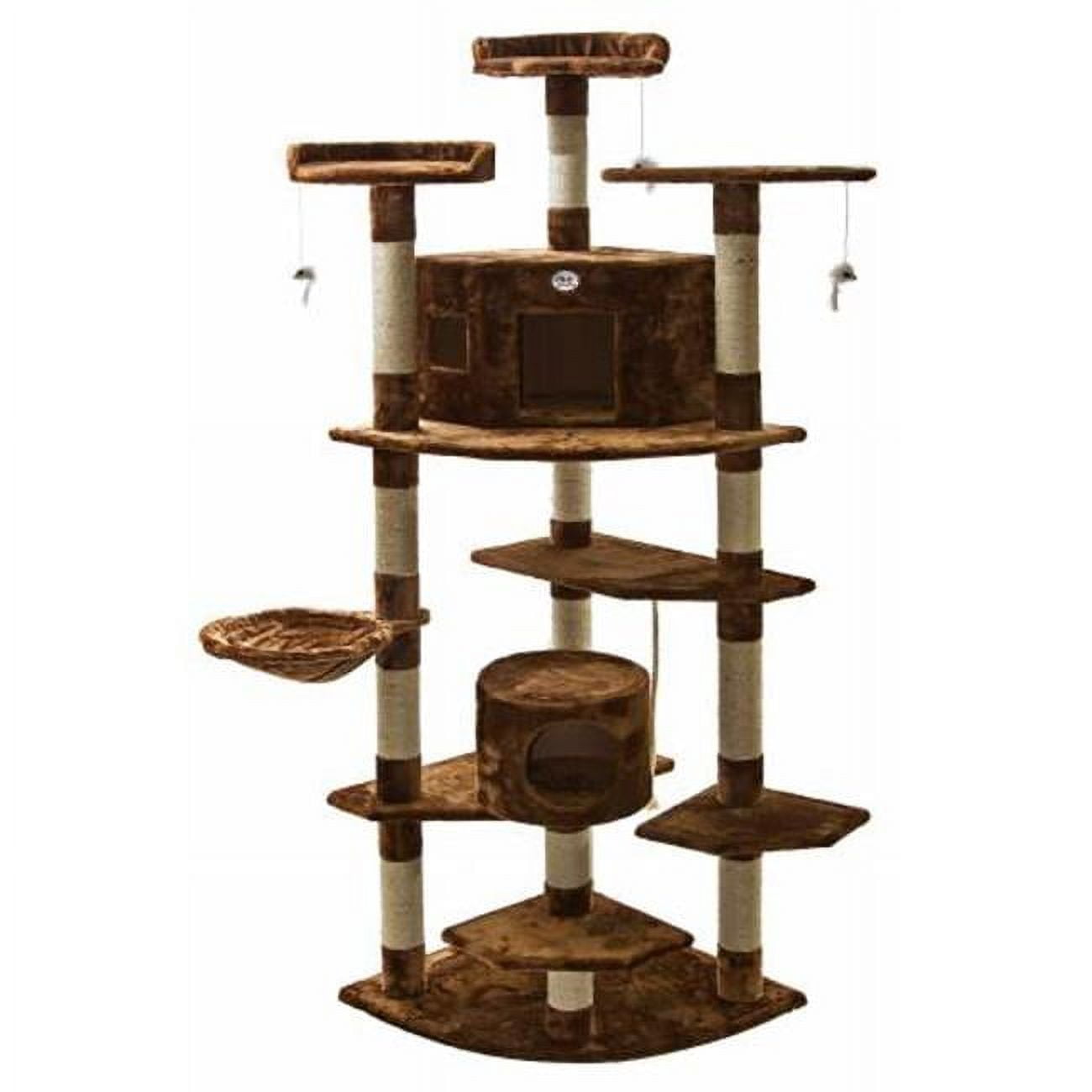 80" Brown Faux Fur Cat Tree with Sisal Scratching Posts
