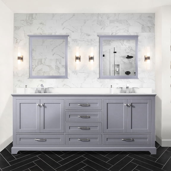 80 in. W Dark Grey Double Bathroom Vanity with Faucet / Marble Counter, Durable & Storage