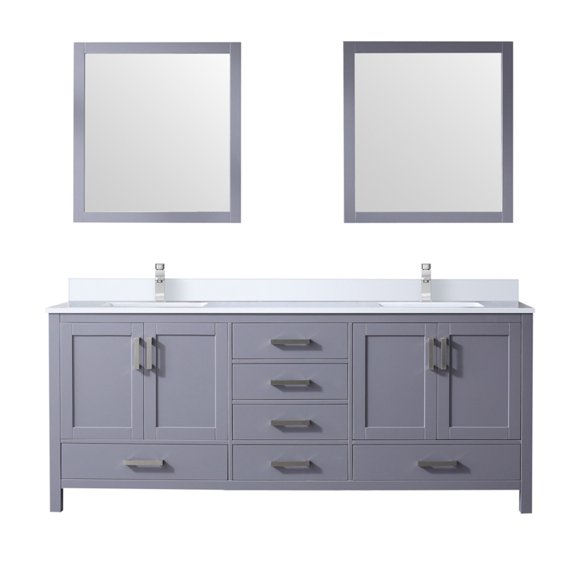80 in. W Dark Grey Vanity / Durable Counter & Chrome Faucet / Bathroom Enhancement