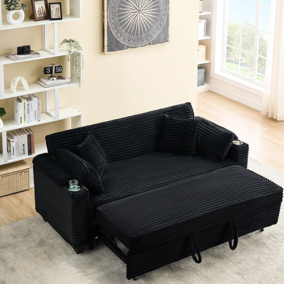 80-inch Orange Sofa Bed - Multifunctional Design - Living Room Gathering - One Thing for Multiple Uses