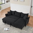 thumbnail image 1 of 80-inch Sleeper Sofa Couch with Pull Out Bed, Corduroy L Shaped Sleeper Sofa with Storage, Convertible Sectional Sleeper Sofa w/Chaise and 3 Back Cushions for Living Room, Office, Black, 1 of 9