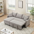 thumbnail image 1 of 80-inch Sleeper Sofa Couch with Pull Out Bed, Corduroy L Shaped Sleeper Sofa with Storage, Convertible Sectional Sleeper Sofa w/Chaise and 3 Back Cushions for Living Room, Office, Gray, 1 of 9