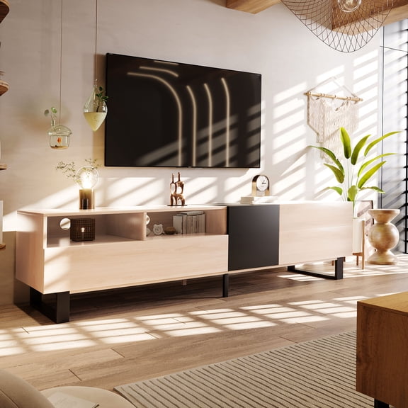 80-inch TV Media Console / Drop Down Doors for Easy Reach