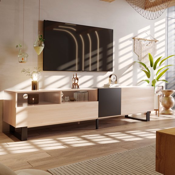 80-inch TV Support, Double Storage Space / Ideal for Living Room, Easy Access to Items