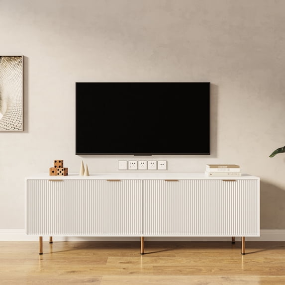 80 - inch TV - matching Warm White Cabinet / Easy - to - clean and Attractive