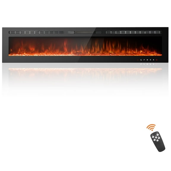 80 inch Ultra-Thin Electric Fireplace Recessed and Wall Mounted,Touch Screen Control /Remote Control