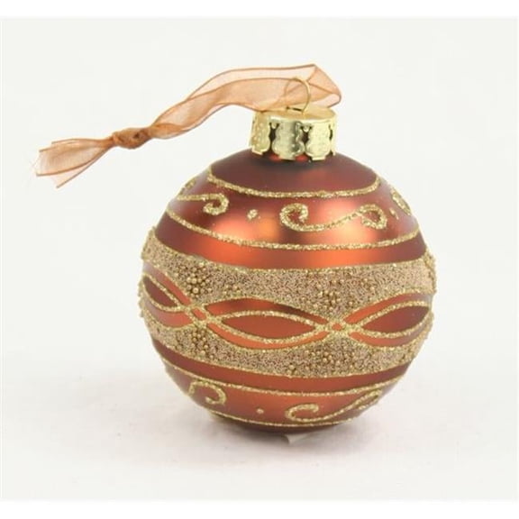80 mm Beaded Glass Ball Ornament, Bronze