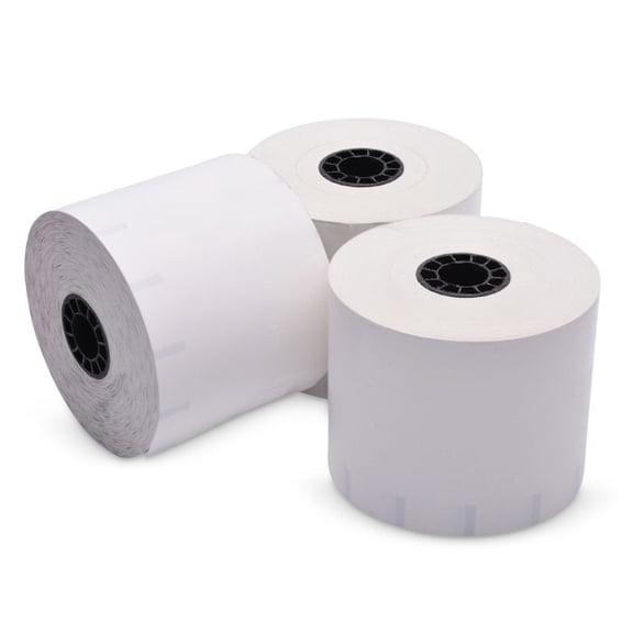 80 mm x 375 ft Iconex Sticky Media Ultra-Lite, 12 per Carton, 55 GSM Facestock, 100 mm OD, 1 in Sense Mark Repeat