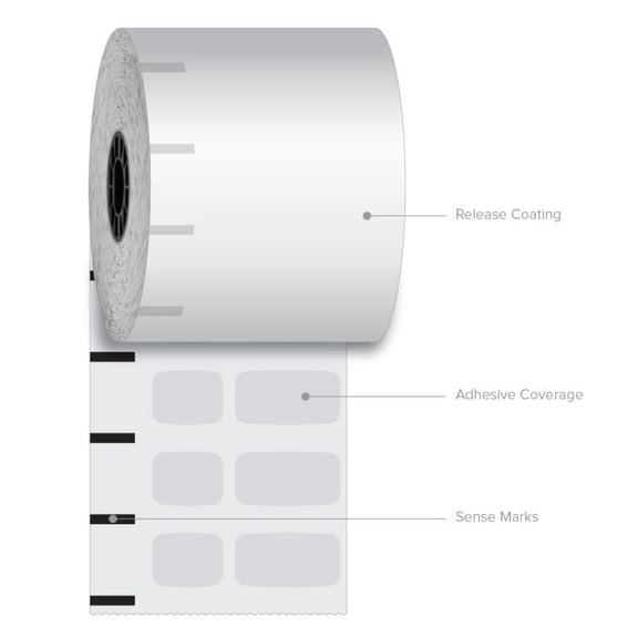 80 mm x 375 ft Iconex Sticky Media Ultra-Lite, 30 per Carton, 55 GSM Facestock