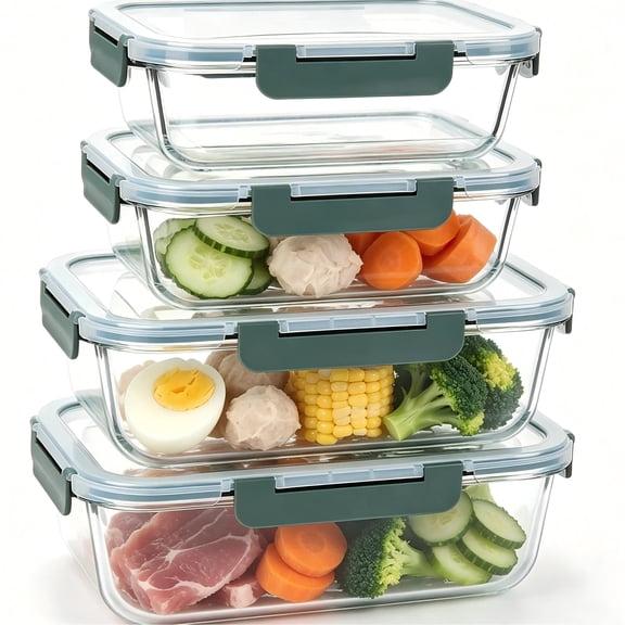 80 oz & 36 oz Extra Large Glass Food Storage/Baking Containers Set with Lids, 2 Pack 80 oz(10 cup)&2 Pack 36 oz (4.5 cup) Airtight Glass Container,Microwave,Oven,Freezer and Dishwasher