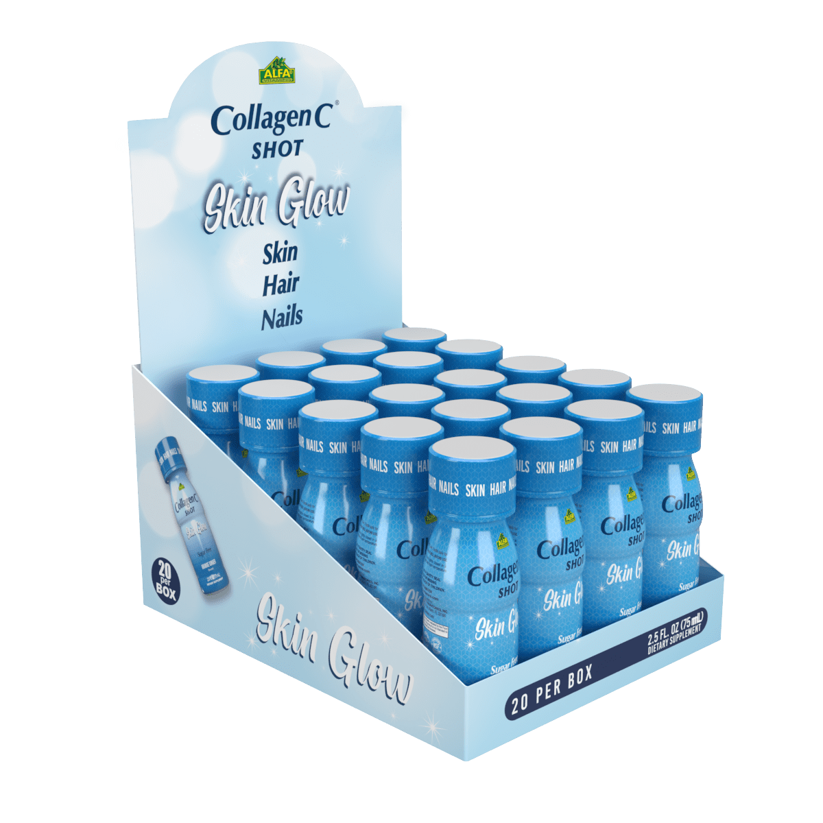 (80 pack) Collagen C Shot for Skin Health, Ginger Flavor, 2.5 fl oz, 20-Pack