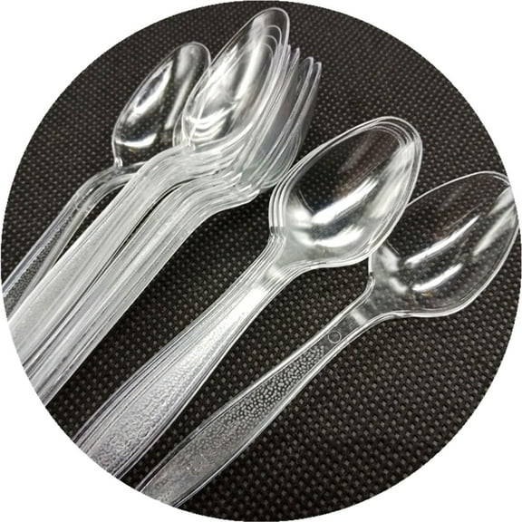 80 pcs Clear Plastic Spoons Heavy Duty Clear Plastic Spoon Tableware and Dinnerware Reusable