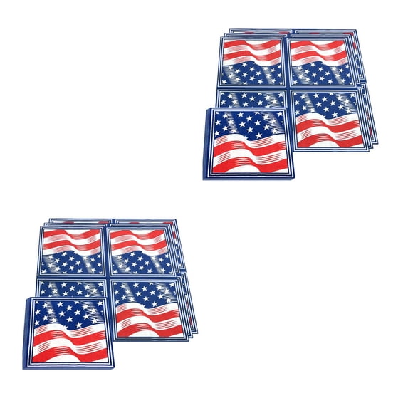 80 pcs Independence Day Disposable Napkins American Flag Printed Tissue Napkins Paper Towel for Party Festival