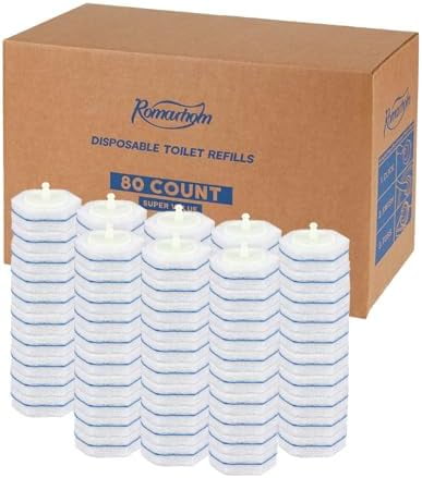 80-pcs Toilet Brush Wand Refills, Compatible with Most Toilet Brushes, Disposable Wand Heads (Package May Vary)