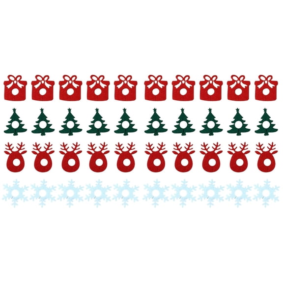 80 pcs Wine Glass Felt Rings Markers Christmas Themed Wine Glass Drink Tags