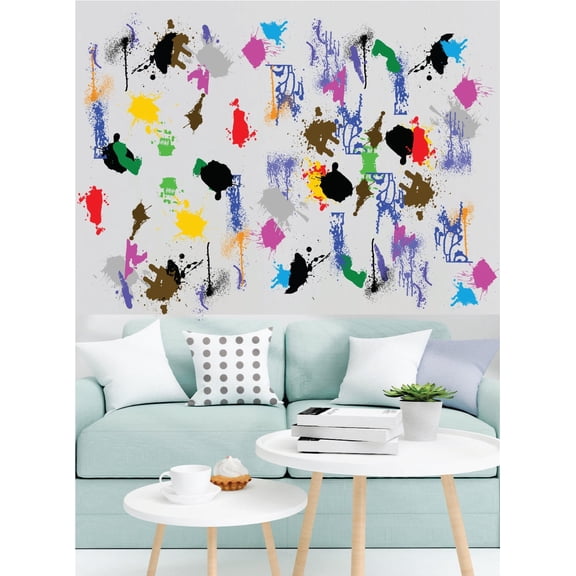Picniva Multicolor Paint Splatter and Splotches, Multicolor, Vinyl Wall Decal, Self-Adhesive, Bedroom Living Room Office Home Decor
