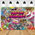 thumbnail image 1 of 80's 90's Music Hip Hop Disco Photography Backdrop Graffiti Neon Glow Party Stage Adult Baby Birthday Background Photo Studio, 1 of 5
