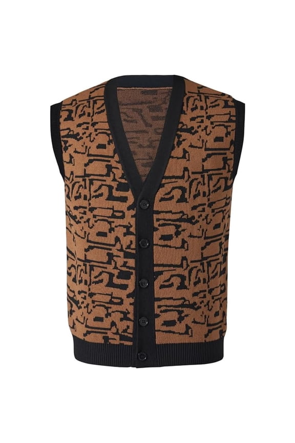 80's Button Up Halloween Costume Brown Sweater Vest