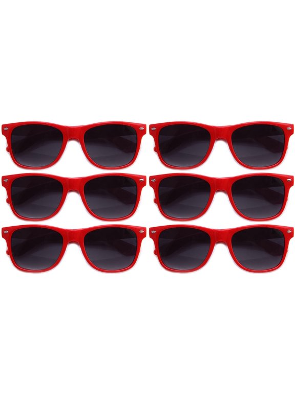 80's Classic Blue Brothers Horn Rimmed Style Colors Packs Vintage Retro Sunglasses Red 6 PACK