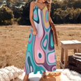 thumbnail image 1 of 80's Diner wavy color pallete Sleeveless Dress Women dresses summer dresses summer woman, 1 of 6