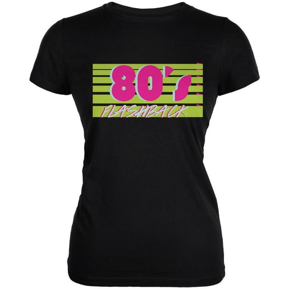 80's Flashback Black Juniors Soft T-Shirt - X-Large