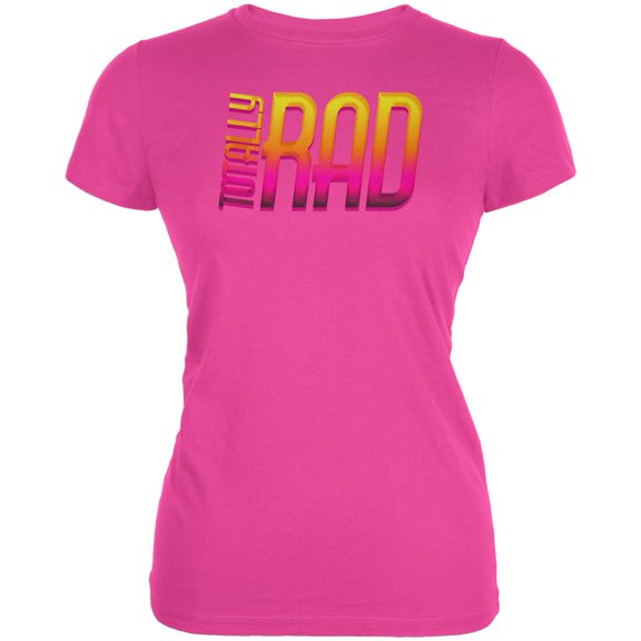 80's Flashback Totally Rad Juniors Soft T Shirt Hot Pink 2XL