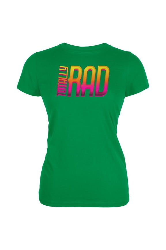 80's Flashback Totally Rad Juniors Soft T Shirt Irish Green SM