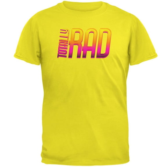 80's Flashback Totally Rad Mens T Shirt Bright Yellow SM