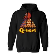 80's Gamer Old Arcade Novelty Tee Qbert Men's Hoodie Hooded Sweatshirt (Black, S)