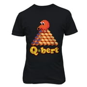 80's Gamer Old Arcade Novelty Tee Qbert Men's T-Shirt (Black, L)