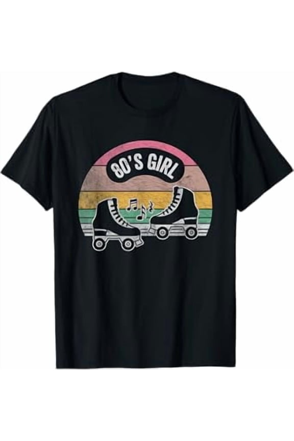 80's Girl Retro Roller Skating Music Fun T-Shirt
