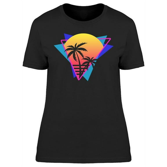 80's Palms And Sunset Design T-Shirt Women -Image by Shutterstock, Female Large