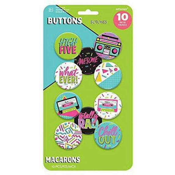 80's Party Buttons, 10 Ct.