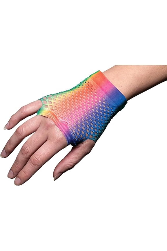 80's Rainbow Fingerless Gloves
