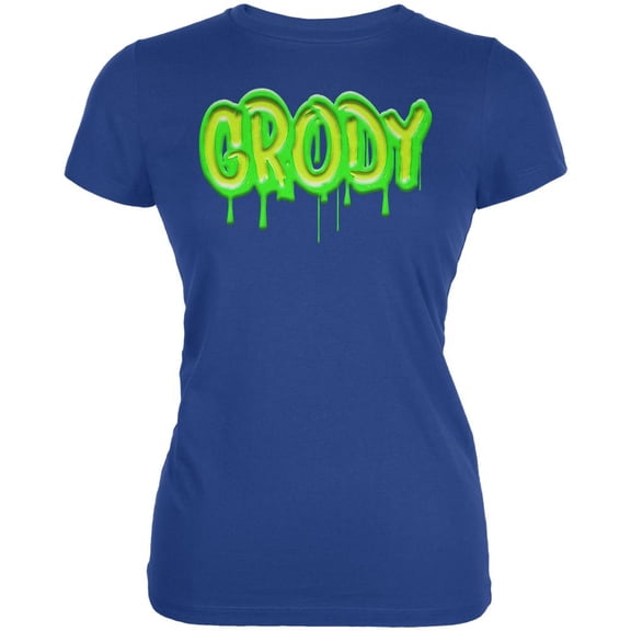 80's Retro Flashback Grody Slime Juniors Soft T Shirt Royal SM