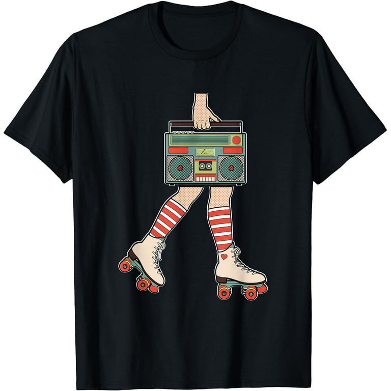 80'S Rollerskates T Shirt Vintage Roller Skating Disco Girl 80'S Rollerskates T Shirt Vintage Roller Skating Disco Girl
