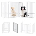 thumbnail image 1 of 80" wide * 32" high all-metal freestanding pet gate, foldable indoor/outdoor dog fence, 4 extra-wide freestanding tall pet enclosure., 1 of 6