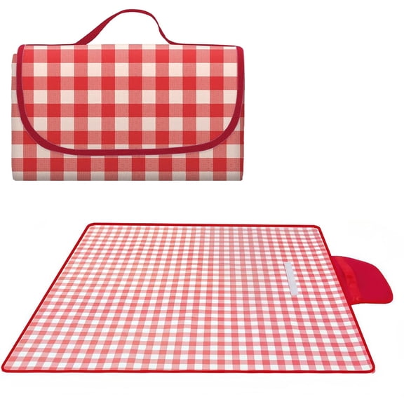 80" x 120" Sandproof Waterproof Picnic Blanket, Beach Mat for Outdoor Camping Hiking Park, Portable with Tote Bag, Non-Stick Sand & Grass, Foldable for Indoor Outdoor Use (Red)