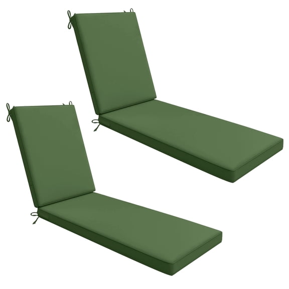 80 x 26 x 3 Waterproof Outdoor Chaise Lounge Cushion for Patio Lounge Chair Cushion Replacement - Set of 2, Dark Moss Green