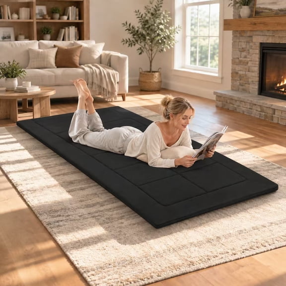 Floor Mattress 80" x 36" Foldable Anti-Slip Camping Cot Mattress, XXL Sleeping Pad, Versatile Japanese Tatami Futon Pad for Outdoor, Home